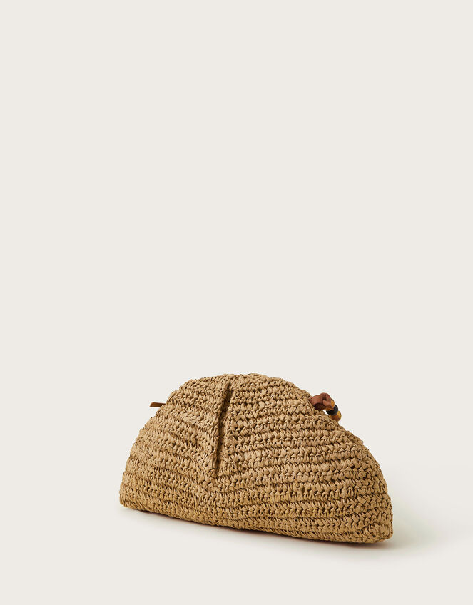 Natural Raffia Clutch Bag, , large