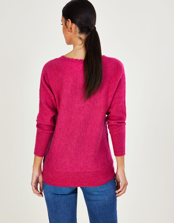 Super-Soft Slash Scallop Neck Jumper, Pink (PINK), large