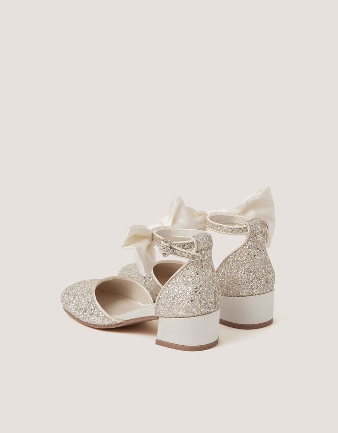 Sara Bow Glitter Two-Part Heels, Ivory (IVORY), large