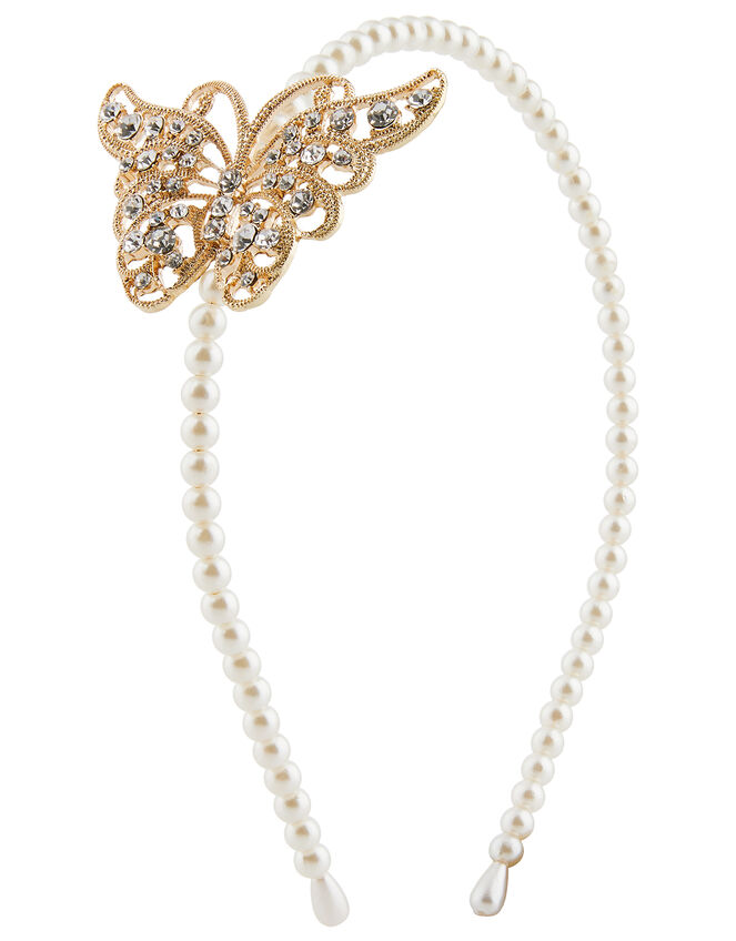 Diamante Butterfly Headband, , large