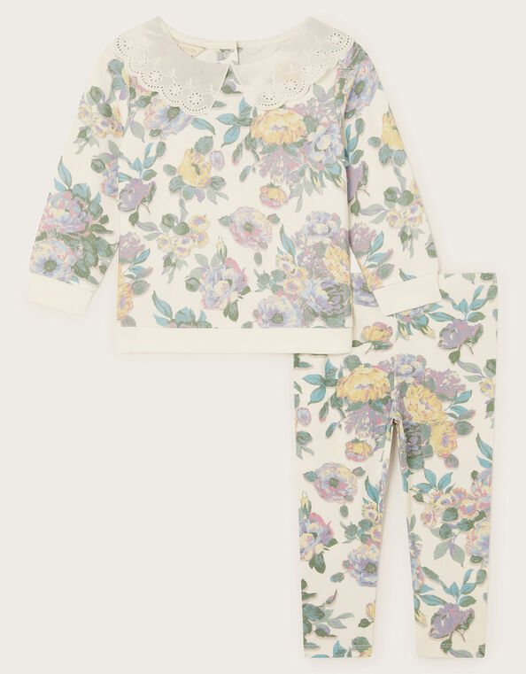 Baby Floral Top and Pants Set, Ivory (IVORY), large