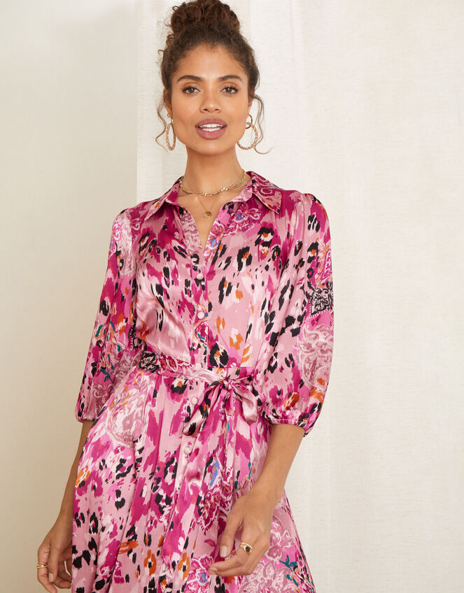 Cameia Animal Print Satin Dress, Pink (PINK), large