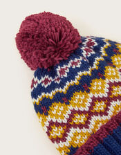 Fair Isle Pom Beanie Hat, Multi (MULTI), large