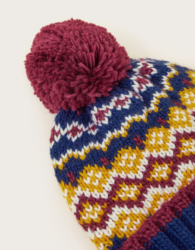 Fair Isle Pom Beanie Hat, Multi (MULTI), large
