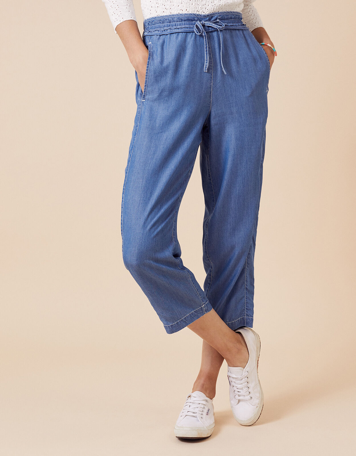 Tencel cropped trousers discount