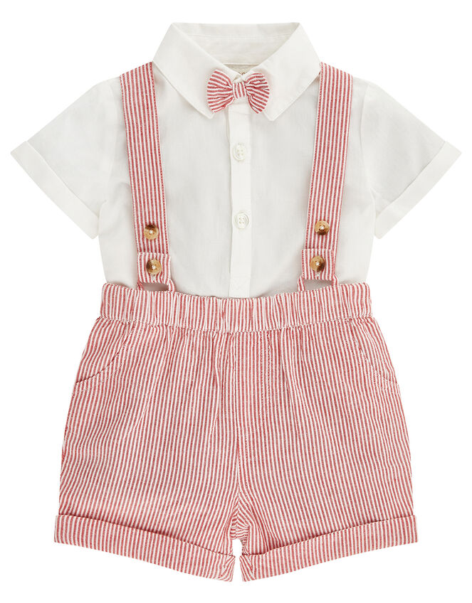 Newborn Baby Archie Dungaree Set, Red (RED), large