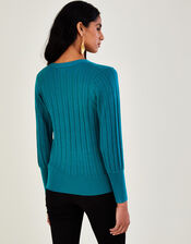 Pointelle Cable Cardigan with LENZING™ ECOVERO™ , Teal (TEAL), large