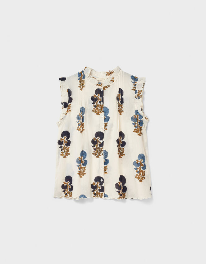 East Lucy Sleeveless Floral Top, Blue (BLUE), large