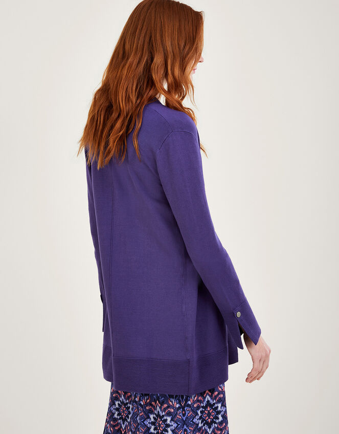Ottoman Rib Midi Cardigan with LENZING™ ECOVERO™ , Purple (PURPLE), large