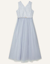 Sequin Lace Bodice Prom Dress, Grey (GREY), large