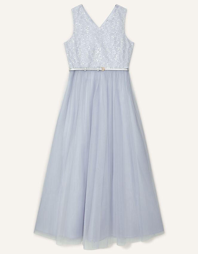 Sequin Lace Bodice Prom Dress, Grey (GREY), large