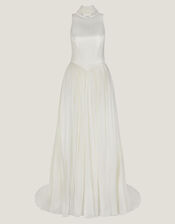 Margo Drop Waist Wedding Dress & Scarf, Ivory (IVORY), large