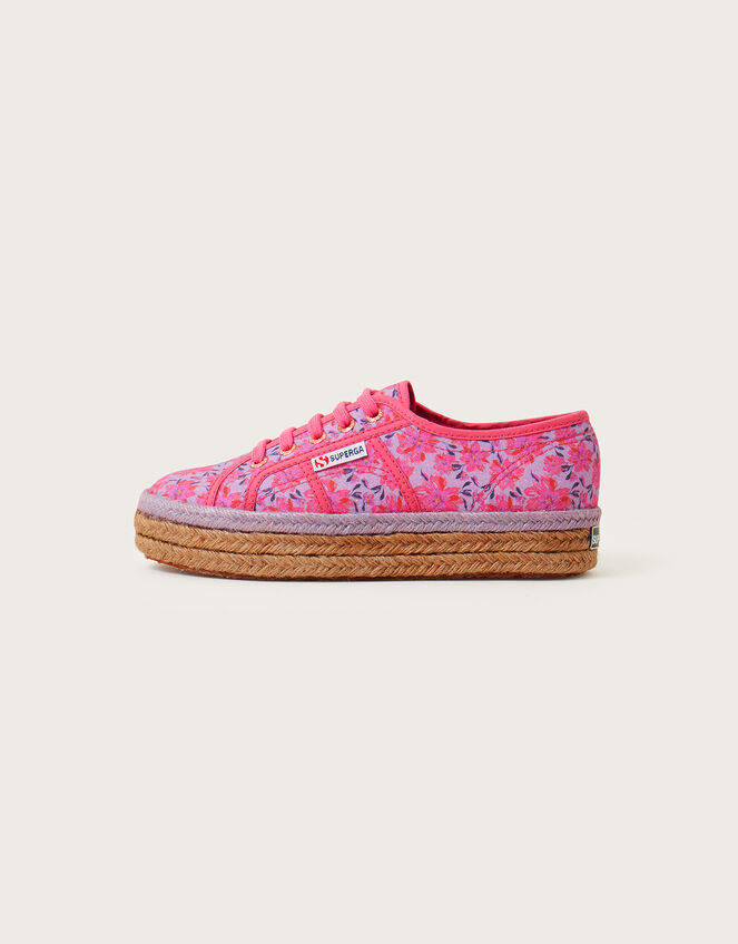 Superga Floral Print Espadrille Trainers, Pink (PINK), large