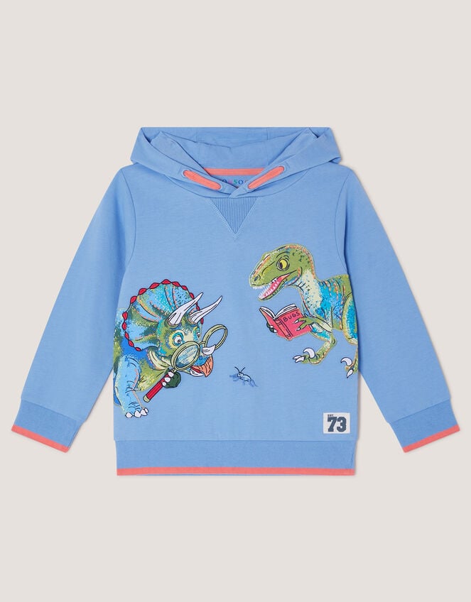 Reading Dinosaur Hoodie, Blue (BLUE), large