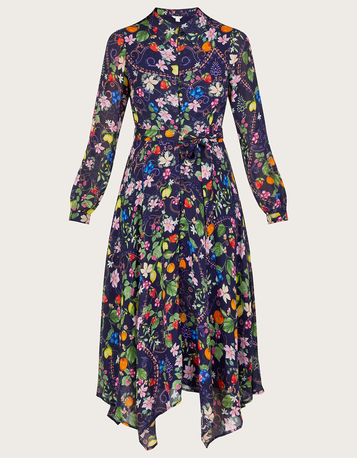 Freida Print Shirt Dress in Sustainable Viscose Blue Evening