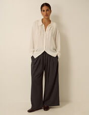 Ambar Pinstripe Wide Leg Trousers, Grey (CHARCOAL), large