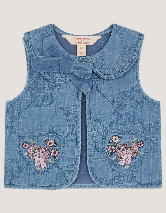 Monsoon x My Little Pony Chambray Quilted Waistcoat, Blue (BLUE), large