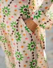 La Galeria Elefante Star Print Wide Leg Trousers, Orange (PEACH), large