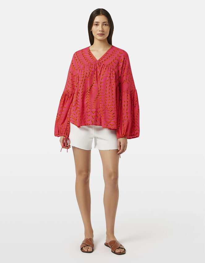 Scotch & Soda Abstract Print Crinkle Top, Pink (PINK), large