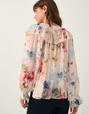 Sasha Floral Ruffle Blouse, Cream (CREAM), large