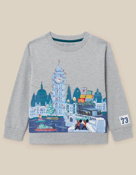 London Graphic Christmas Sweatshirt, Grey (GREY), large