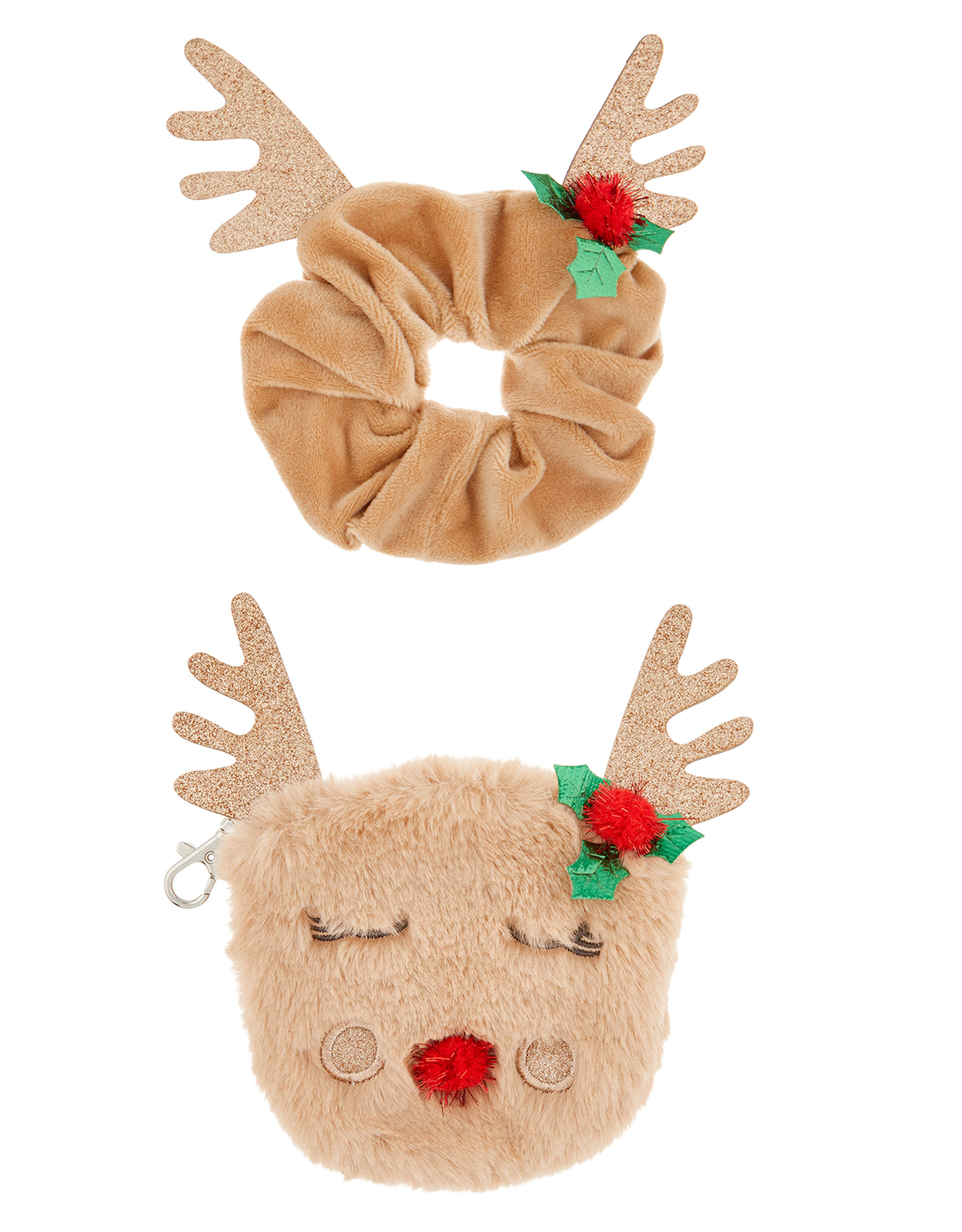 Festive Reindeer Purse and Scrunchie Set, , large