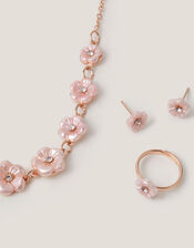 Pearly Flower Jewellery Set, Pink (PINK), large