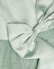 Baby Waterfall Bow Tulle Dress , Green (SAGE), large
