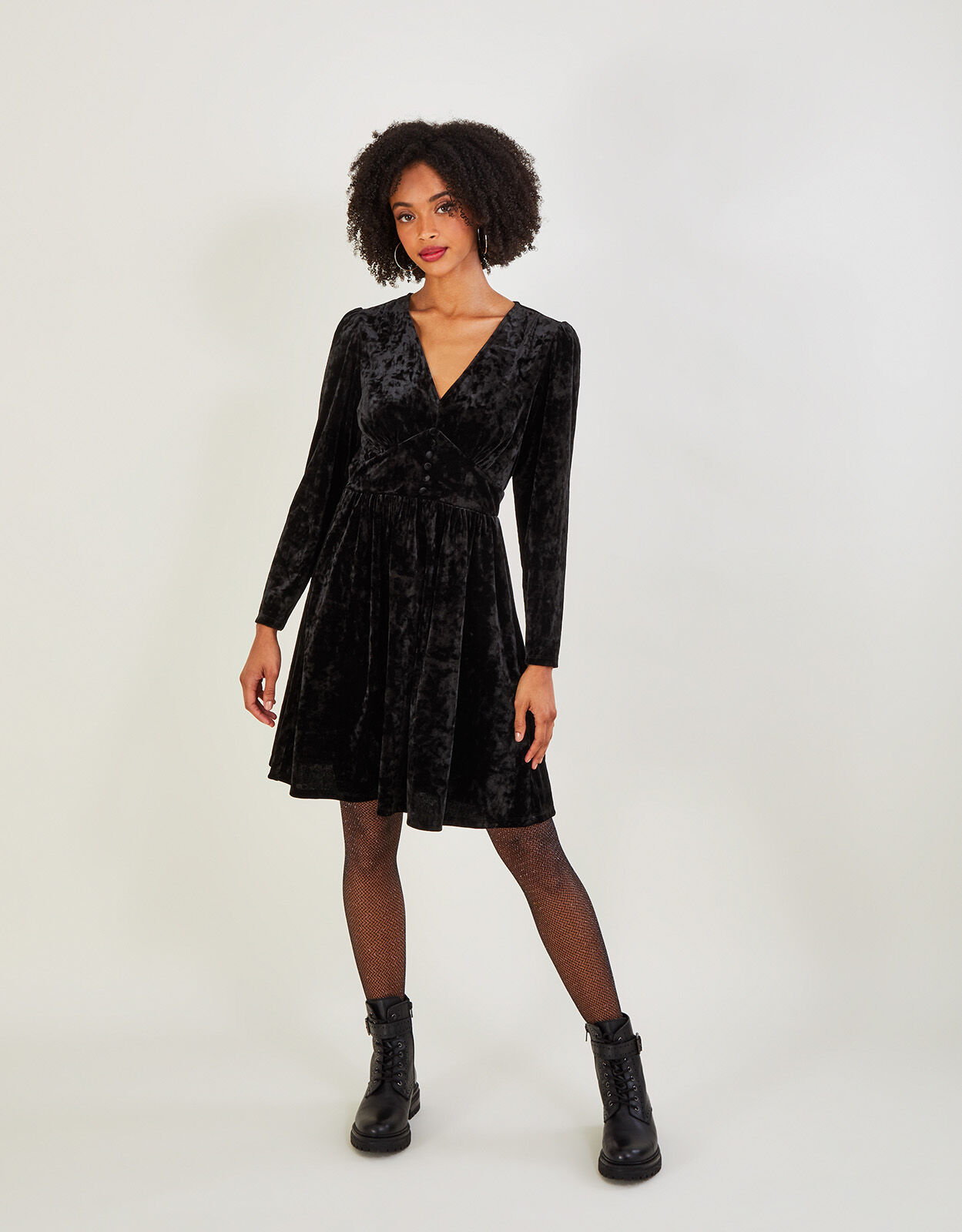 Crushed velvet black dress clearance