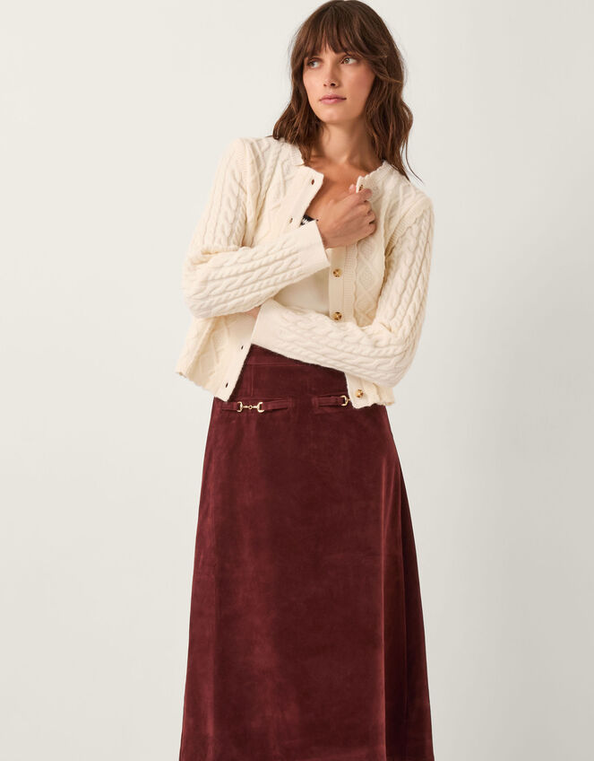 Cindy Cable Knit Cardigan, Ivory (IVORY), large