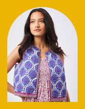 Petite Mendigote Print Embellished Waistcoat, Blue (INDIGO), large