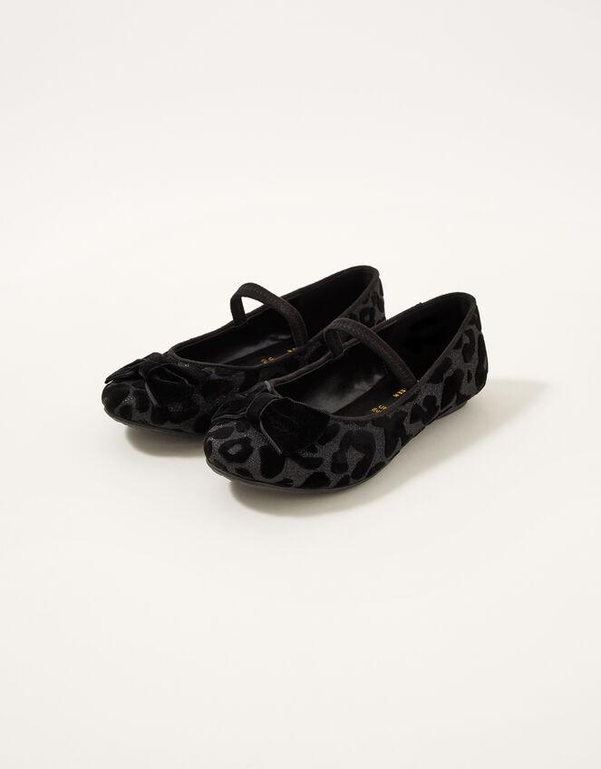 Animal Velvet Ballerina Flats, Black (BLACK), large