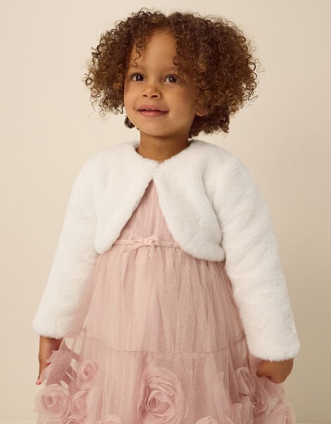 Baby Lara Faux Fur Jacket, Ivory (IVORY), large