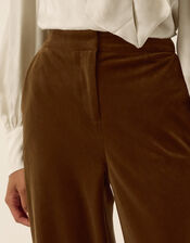 Mila Velvet Straight Leg Trousers, Green (KHAKI), large