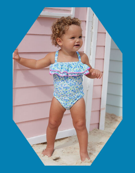 Sunuva Baby Vintage Ditsy Floral Swimsuit, Blue (BLUE), large