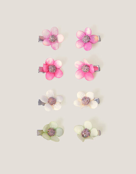 8-Pack Mini Flower Hair Clips, , large