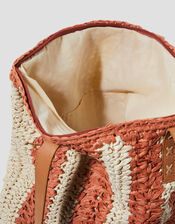 Lola Stripe Raffia Crochet Tote Bag, , large