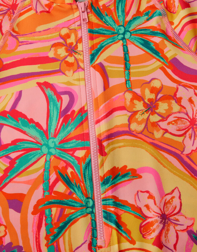 Tropical Swirl UPF50+ Short Swimsuit, Orange (ORANGE), large