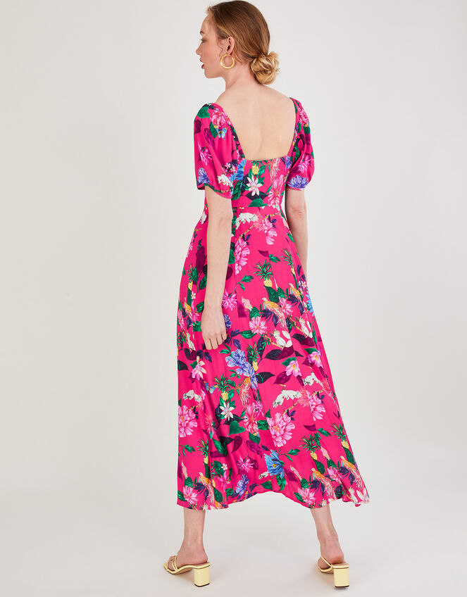 Alora Short Sleeve Floral Midi Dress, Pink (PINK), large