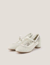 Annabelle Glitter Mesh Heels, Ivory (IVORY), large
