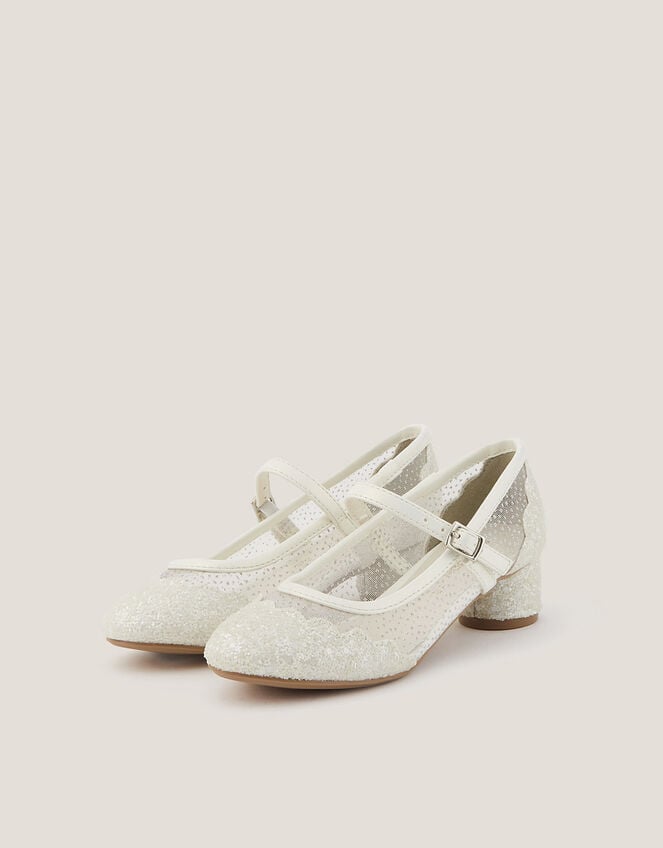 Annabelle Glitter Mesh Heels, Ivory (IVORY), large