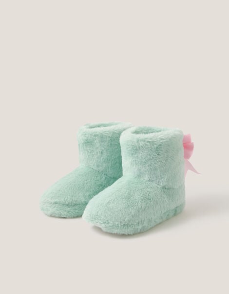 Fluffy Bow Slipper Boots, Pink (PINK), large