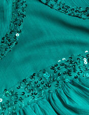 Callie Sequin Cape Sleeve Dress, Green (GREEN), large