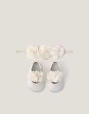 Baby Corsage Booties & Headband Set, Ivory (IVORY), large