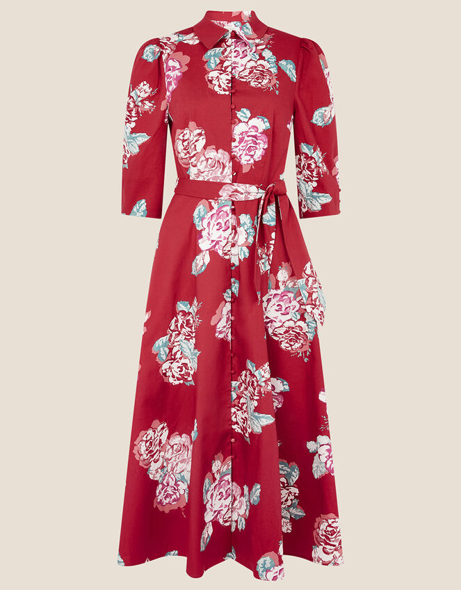 Robyn Rose Floral Shirt Dress, Red (RED), large