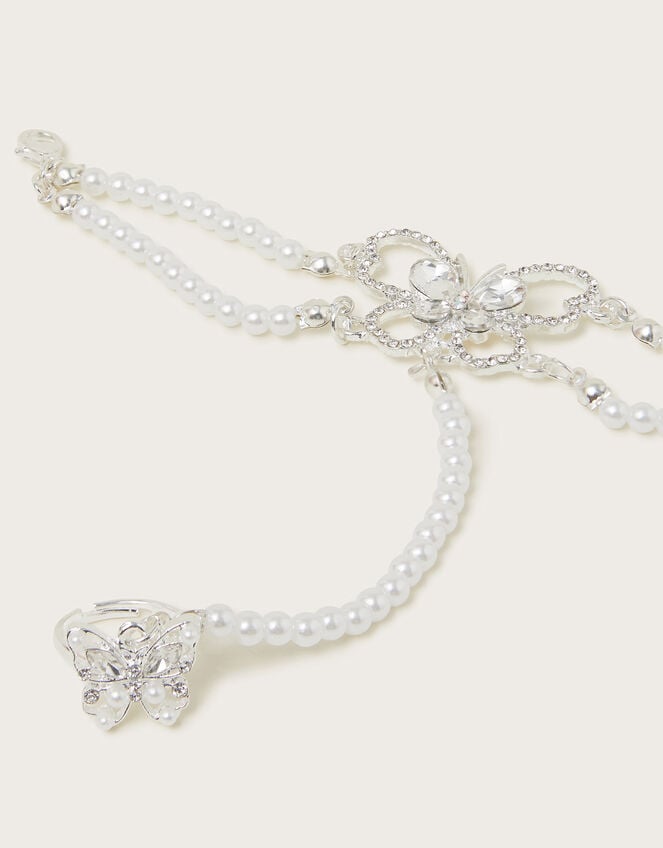 Butterfly Pearl Ring & Hand Chain, , large
