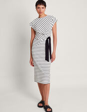 Sanya Stripe Tie Dress, Ivory (IVORY), large