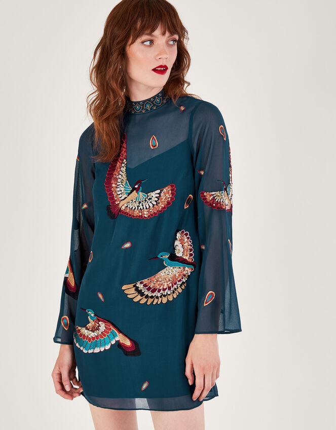 Baylie Embellished Tunic Dress, Teal (TEAL), large