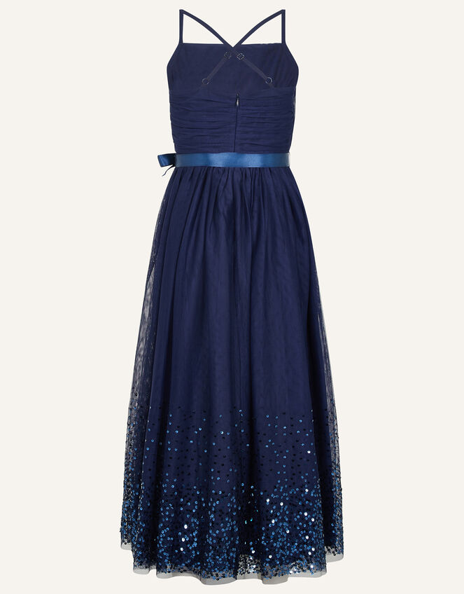 Lana Sequin Hem Maxi Prom Dress, Blue (NAVY), large