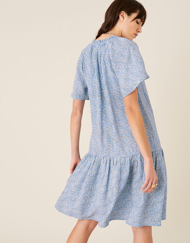 Ditsy Floral Dress in Sustainable Viscose, Blue (BLUE), large